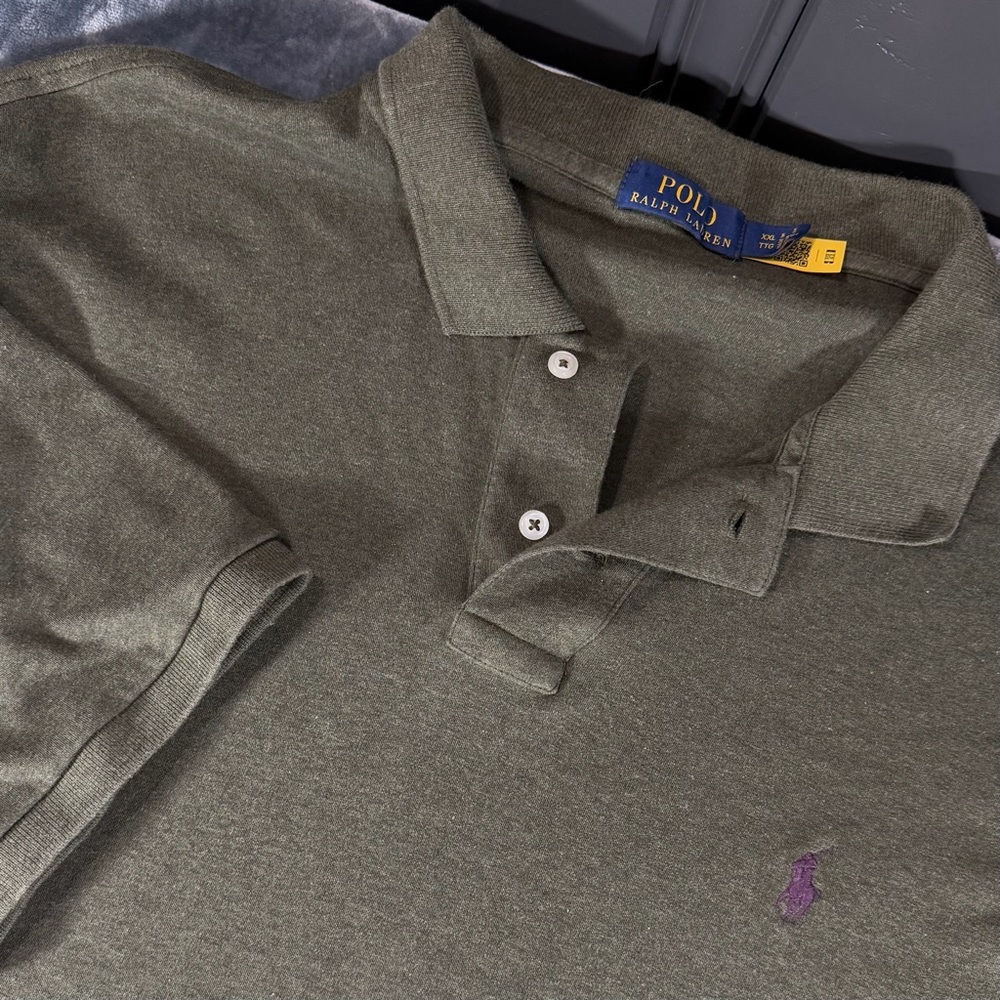 Polo Ralph Lauren Short Sleeve Interlock Polo Shirt Mens XXL Green Purple Pony
